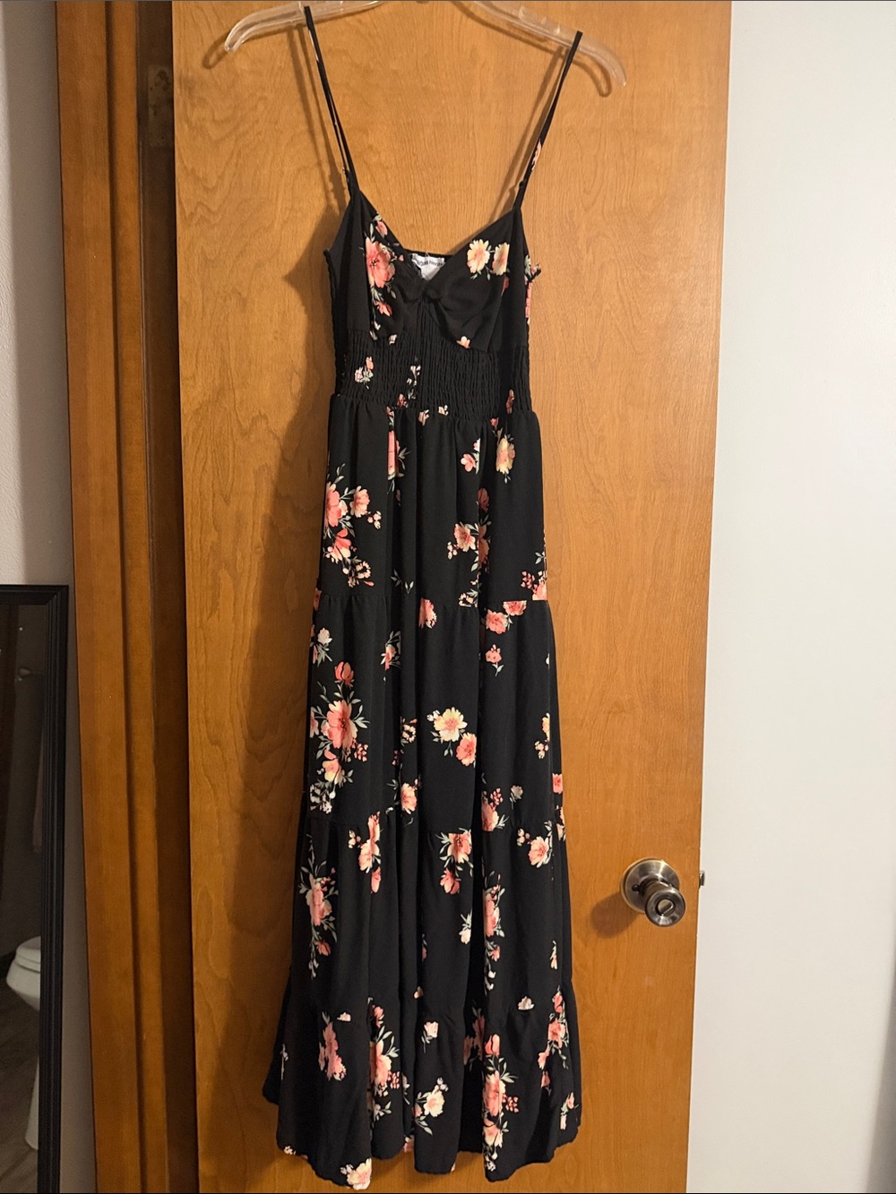 Urban Heritage Black Maxi Dress with Pink & Cream Floral Print